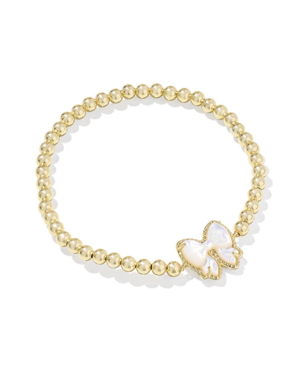 NEW KENDRA SCOTT women's haley bow bracelet in mop/gold